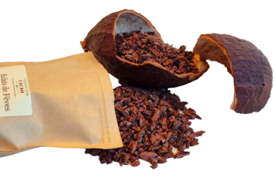 Fèves éclats de fèves et poudre de cacao Criollo