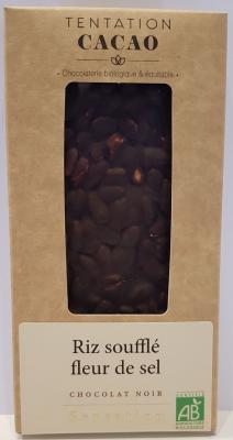 Tablette Chocolat Noir Riz soufflé Fleur de sel 100g